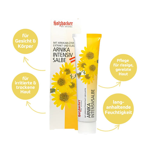 Holzhacker Arnika intensiv Salbe 75 ml Tube: für Gesicht & Körper, für irritierte & trockene Haut, Pflege für rissige & gereizte Haut, langanhaltende Feuchtigkeit | Naturpräparate Dieterich