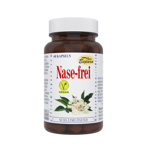 Espara Nase-frei Kapseln 60 Kapseln in Dose. Nahrungsergänzung mit Pflanzenextrakten, Enzymen und Calcium zur Unterstützung der Abwehrkräfte und Atemwege bei Erkältung. Naturpräparate Dieterich