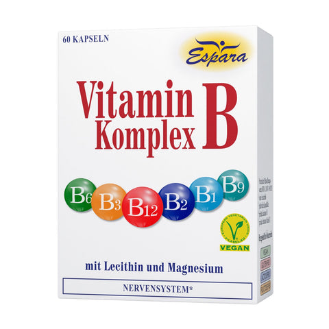 Espara Vitamin B-Komplex Kapseln – Nahrungsergänzung mit Vitamin B1, B2, B3, B6, B9, B12, Magnesium und Lecithin – vegan, glutenfrei, laktosefrei – 60 Kapseln für Nerven und Energiestoffwechsel
Naturpräparate Dieterich