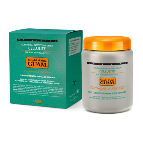 GUAM Algenfango kühlend 1 kg Dose und Verpackung Anti-Cellulite Fango gegen Fettdepots, Dellen und Wassereinlagerungen an Beinen und Po mit kühlender straffender Wirkung für glattere Haut und eine schöne Silhoutte. Naturpräparate Dieterich