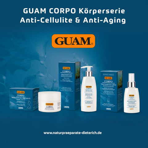 GUAM CORPO Körperserie Anti-Cellulite & Anti-Aging mit GUAM Bioactivity Algenextrakt – hochwirksame Pflege zur Straffung und Feuchtigkeitsversorgung der Haut – Naturpräparate Dieterich
