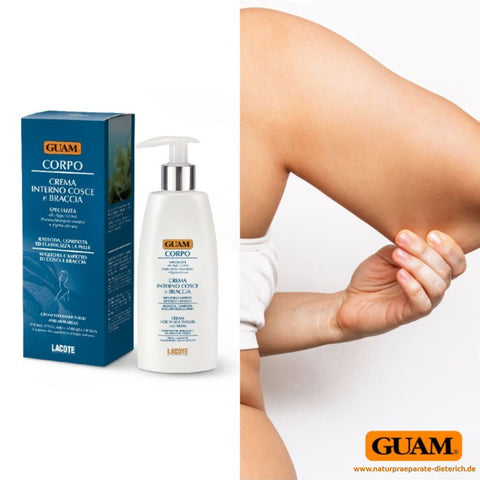 GUAM CORPO straffende Intensivcreme zur Pflege und Festigung erschlaffter Haut an Oberarmen - sogenannter "Winkearme" mit Produktabbildung – Naturpräparate Dieterich