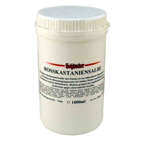 Holzhacker Rosskastanien Venensalbe 1000 ml Dose – Pflege mit Rosskastanie, rotem Weinlaub & Elastin zur Linderung schwerer Beine & Förderung der Durchblutung.
Naturpräparate Dieterich