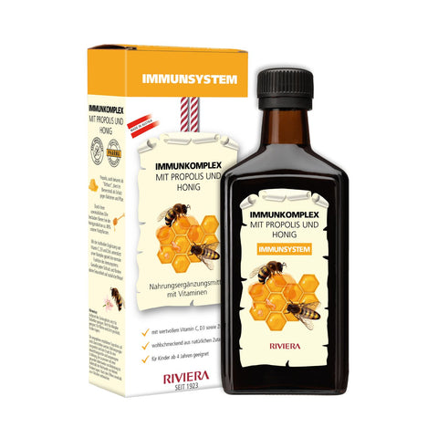 Riviera Immunkomplex mit Propolis und Honig 250 ml Glasflasche, der Immunbooster - Immunschutz für die ganze Familie! | Naturpräparate Dieterich