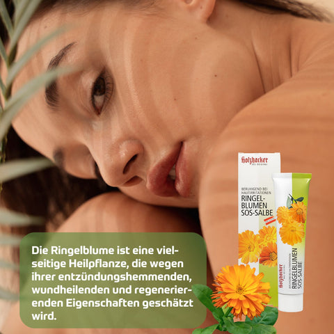 Holzhacker Ringelblumen SOS-Salbe 75 ml Tube - Die Ringelblume ist eine vielseitige Heilpflanze. Geschätzt wird sie wegen ihrer entzündungshemmenden, wundheilenden und regenerierenden Eigenschaften. | Naturpräparate Dieterich