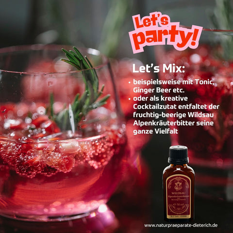 Wildsau Alpenkräuterbitter mit fruchtig-beerigem Geschmack: ideal zum mixen und als Cocktailzutat | Naturpräparate Dieterich