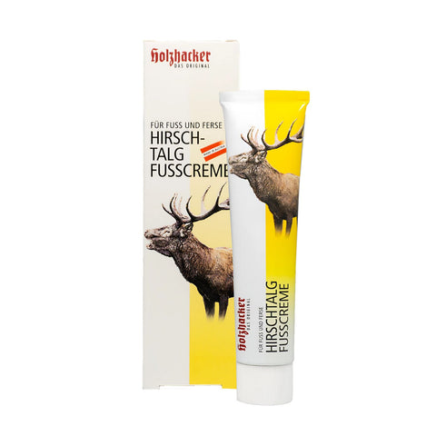 Holzhacker Hirschtalg Fußcreme 75 ml Tube und Umkarton - nicht nur für Füße und Fersen | Naturpräparate Dieterich