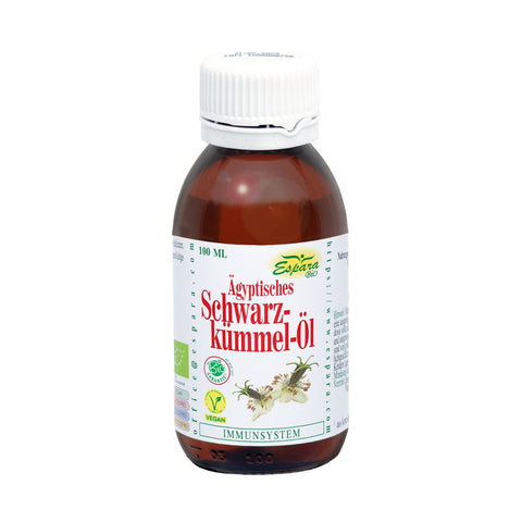 Espara Schwarzkümmel-Öl BIO 100 ml in Glasflasche. Nahrungsergänzungsmittel mit ägyptischem Schwarzkümmel-Öl aus biologischem Anbau. Das Öl wird schonend kaltgepresst aus den Samen von Nigella sativa L. Es enthält mehrfach ungesättigte Fettsäuren, die für den Stoffwechsel und das Immunsystem ausgesprochen wertvoll sind.
Naturpräparate Dieterich