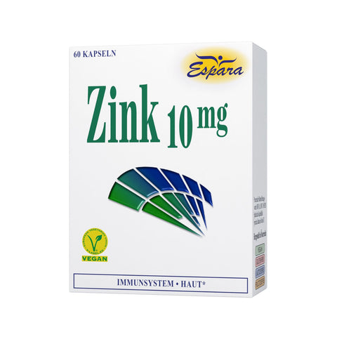 Espara Zink 10 mg Kapseln, Packung mit 60 Kapseln. Nahrungsergänzungsmittel mit dem Mineralstoff Zink. Zink trägt zu einer normalen Funktion
des Immunsystems, normaler Fruchtbarkeit und Reproduktion bei. Zink trägt zur Erhaltung
normaler Haut, Haare, Nägel, Knochen und normaler Sehkraft bei.
Naturpräparate Dieterich