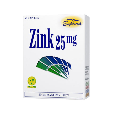 spara Zink 25 mg Kapseln, Packung mit 60 Kapseln. Nahrungsergänzungsmittel mit dem Mineralstoff Zink. Zink trägt zu einer normalen Funktion
des Immunsystems, normaler Fruchtbarkeit und Reproduktion bei. Zink trägt zur Erhaltung
normaler Haut, Haare, Nägel, Knochen und normaler Sehkraft bei.
Naturpräparate Dieterich