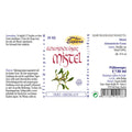 Espara Mistel Alchemistische Essenz 30 ml nach Paracelsus, Rückseitenansicht mit Anwendung und Zutaten, Destillat von Mistel 100 %, Alkohol 16 % Vol., Anwendung 2 x täglich 15 Tropfen vor dem Essen, unter die Zunge oder mit Wasser, Nahrungsergänzungsmittel zur Unterstützung von Herz, Kreislauf und Blutgefäßen sowie Stoffwechsel, Hinweise zu Tagesdosis und Lagerung auf Verpackung. | Naturpräparate Dieterich