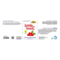 Espara Acerola Vitamin C Kautabletten 150 Stück Rückseite vollständiges Produktetikett mit Inhaltsstoffen Verzehrempfehlung Nährwerten vegan glutenfrei laktosefrei natürliche Acerola Vitamin C Quelle fruchtiger Geschmack Immunsystem Unterstützung weißes Etikett mit roten Texten und Kirschenmotiv | Naturpräparate Dieterich