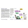 Rückseite von Isoflavon Yams von Espara mit detaillierten Angaben zu Isoflavonen, Yams, Salbei, Frauenmantel und B-Vitaminen zur hormonellen Balance, Nervenfunktion und Energieunterstützung. Enthält Einnahmehinweise, Zutatenliste, Bio- und Vegan-Kennzeichnung sowie Produktinformationen für das Wohlbefinden der Frau | Naturpräparate Dieterich