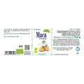 Espara Maca BIO Presslinge 70 g, Etikett mit Angaben zu Verzehrempfehlung 1x täglich 2 Presslinge, Tagesdosis 1000 mg Macawurzelpulver, Nahrungsergänzung ohne Zusatzstoffe zur begleitenden Versorgung bei Abwehrkräften, Müdigkeit, sportlicher Belastung, Männergesundheit und Stoffwechsel, geeignet für vegane Ernährung in Deutschland und Österreich. | Naturpräparate Dieterich