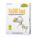 Espara NADH 5mg 60 Kapseln Nicotinamid Adenin Dinucleotid Kapseln zur Unterstützung der natürlichen Energieproduktion, mitochondriale Aktivität und Reduktion von Müdigkeit, hochbioverfügbares Coenzym für geistige Leistungsfähigkeit und körperliche Vitalität, vegane Rezeptur, glutenfrei, laktosefrei und fructosefrei, Verpackung zeigt gezeichnete energiegeladene Figur mit Hürde als Symbol für Leistungssteigerung. | Naturpräparate Dieterich