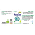 Espara Spirulina BIO Presslinge 100 g, Etikett der Dose mit Angaben zu Verzehrempfehlung 3x täglich 5 Presslinge, Tagesdosis 6 g Spirulina mit Chlorophyll, Carotinoiden und Phycocyanin, Bio Mikroalgen Nahrungsergänzung für Immunsystem, Abwehrkräfte, Energie, Stoffwechsel und Vitalität, vegan, glutenfrei, lactosefrei, fructosefrei, für Anwender in Deutschland und Österreich. | Naturpräparate Dieterich