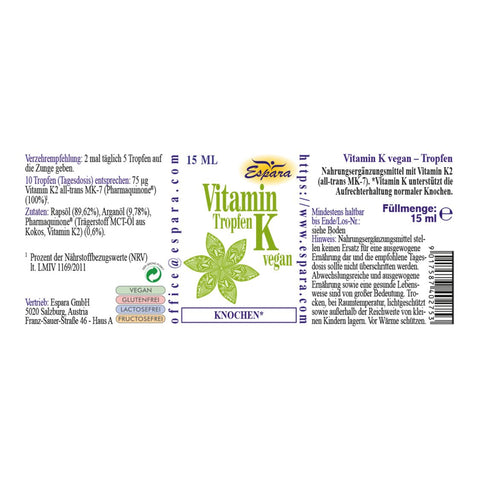 Espara Vitamin K vegan Tropfen 15 ml