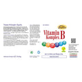 Espara Vitamin B Komplex 60 Kapseln Rückenetikett mit Angaben zur Kombination aus B1, B2, B3, B6, B9 und B12 mit Lecithin und Magnesium zur Unterstützung von Nervensystem, Energiestoffwechsel und psychischer Funktion, vollständigen Inhaltsstoffen, Verzehrempfehlung, veganer Kennzeichnung, Füllmenge, Herstellerdaten sowie strukturierter Produktinformation und Vitaminkugeln. | Naturpräparate Dieterich