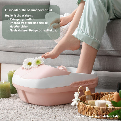 Fussbäder - Ihr Gesundheitsritual - Hygienische Wirkung: gründliches Reinigen, pflegen trockene & rissige Hautbereiche, neutralisieren Fußgerüche effektiv | Naturpräparate Dieterich