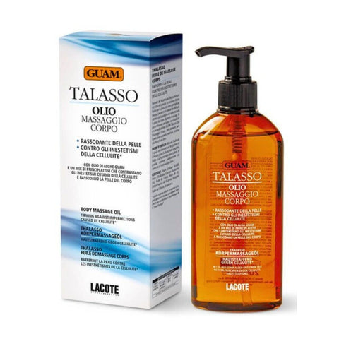 GUAM Talasso Anti-Cellulite Körper-Massageöl 200 ml Flasche mit Dosierspender und Umverpackung | Naturpräparate Dieterich