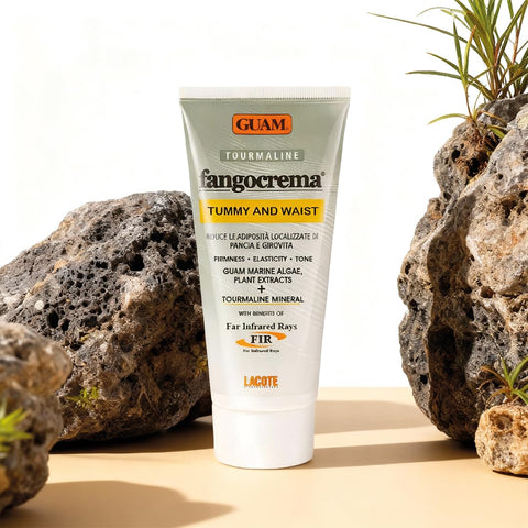 GUAM Fangocrema FIR Turmalin 150 ml Tube in Detailansicht mit Produktaufdruck der Tourmaline F.I.R. Linie von LACOTE. | Naturpräparate Dieterich