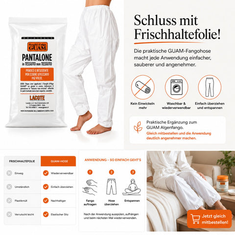 GUAM Hose für Fango-Anwendungen statt Frischhaltefolie - waschbar, wiederverwendbar, Einheitsgröße