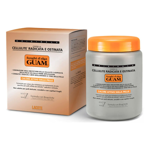 GUAM Intensiv-Algenfango gegen hartnäckige Cellulite (Fanghi d'Alga Guam Cellulite Radicata e Ostinata), 1000 g Originalpackung mit Dose und Faltschachtel, mit patentiertem Algen-Extrakt und hoher antioxidativer Bioaktivität (ORAC-Wert 1565) zur Aktivierung des Zellstoffwechsels und sichtbarer Hautstraffung, bestätigt als wirksamstes Anti-Cellulite-Produkt vom Institut GfK - Naturpräparate Dieterich