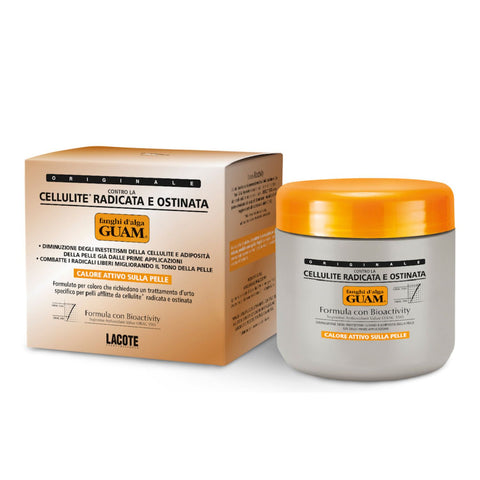 GUAM Intensiv-Algenfango gegen hartnäckige Cellulite (Fanghi d'Alga Guam Cellulite Radicata e Ostinata), 500 g Originalpackung mit Dose und Faltschachtel, mit patentiertem Algen-Extrakt und hoher antioxidativer Bioaktivität (ORAC-Wert 1565) zur Aktivierung des Zellstoffwechsels und sichtbarer Hautstraffung, bestätigt als wirksamstes Anti-Cellulite-Produkt vom Institut GfK - Naturpräparate Dieterich