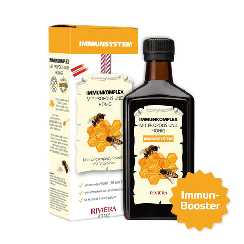 Riviera Immunkomplex mit Propolis und Honig 250 ml Glasflasche, der Immunbooster - Immunschutz für die ganze Familie! | Naturpräparate Dieterich