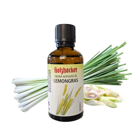 Holzhacker Sauna Aufguss-Öl Lemongras 60 ml in Glasflasche - Entdecken Sie die energetisierende Kraft von Zitronengras! | Naturpräparate Dieterich
