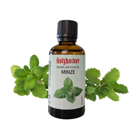 Holzhacker Sauna Aufguss-Öl Minze 60 ml Glasflasche - Entspannung pur: Belebendes Minzöl für Sauna, Spa und Raumduft! | Naturpräparate Dieterich