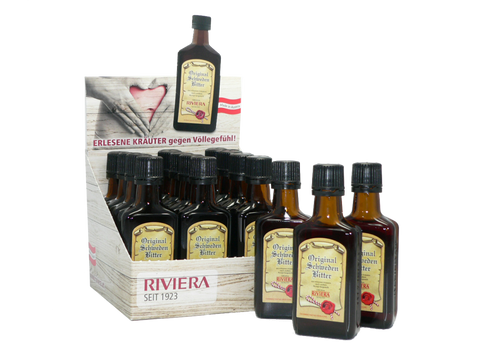 Riviera Schweden Kräuter Elixier 50 ml Display 15 Stk. - Bild im geöffneten Zustand | Naturpräparate Dieterich