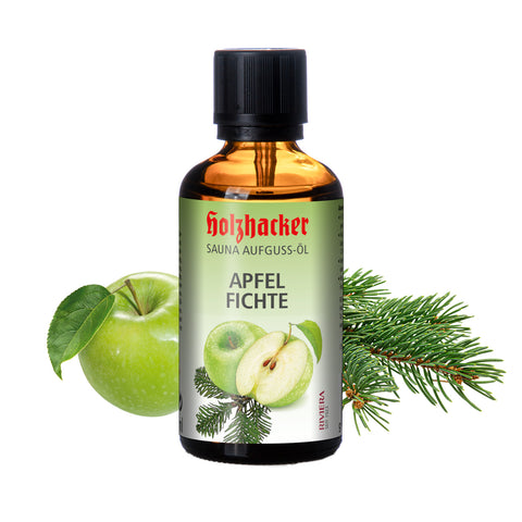 Holzhacker Sauna Aufguss-Öl Apfel-Fichte 60 ml Glasflasche - Ein Dufterlebnis wie ein Spaziergang durch einen Herbstwald! | Naturpräparate Dieterich